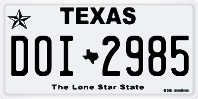 TX license plate DOI2985