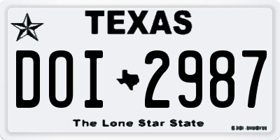 TX license plate DOI2987