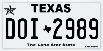 TX license plate DOI2989