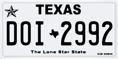 TX license plate DOI2992