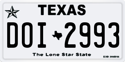 TX license plate DOI2993