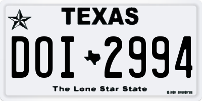 TX license plate DOI2994