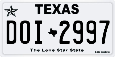 TX license plate DOI2997