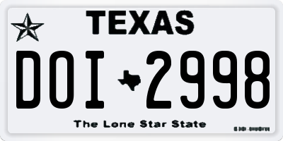 TX license plate DOI2998