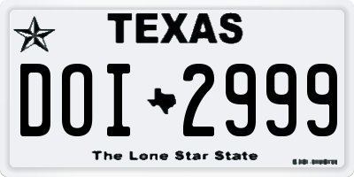TX license plate DOI2999