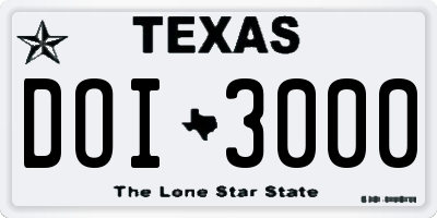 TX license plate DOI3000