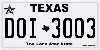 TX license plate DOI3003