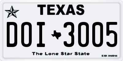 TX license plate DOI3005