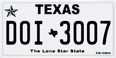 TX license plate DOI3007