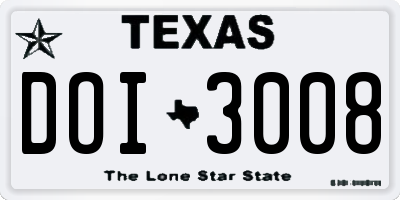 TX license plate DOI3008