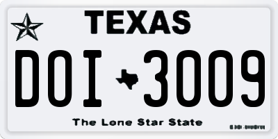 TX license plate DOI3009