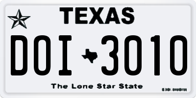 TX license plate DOI3010