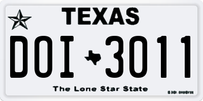 TX license plate DOI3011