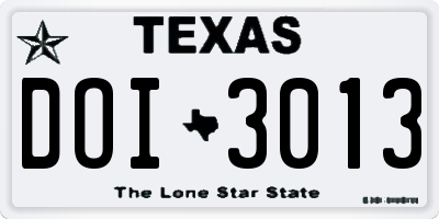 TX license plate DOI3013