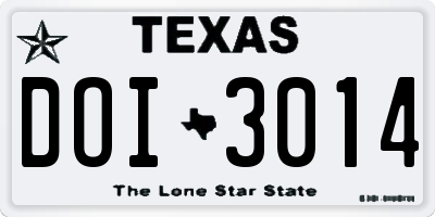 TX license plate DOI3014