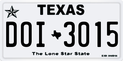 TX license plate DOI3015
