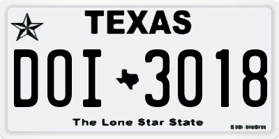 TX license plate DOI3018
