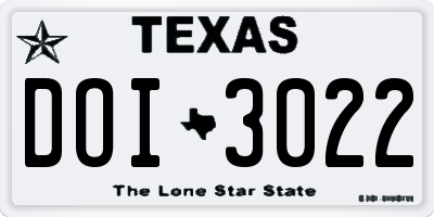 TX license plate DOI3022