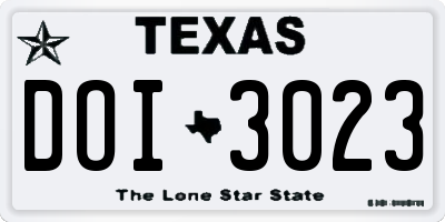 TX license plate DOI3023