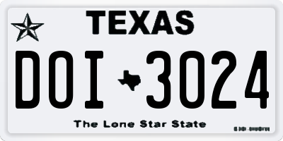 TX license plate DOI3024
