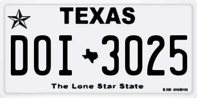 TX license plate DOI3025