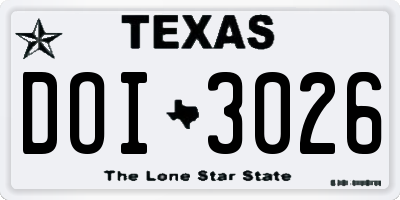 TX license plate DOI3026
