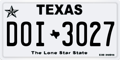 TX license plate DOI3027