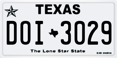 TX license plate DOI3029
