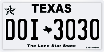 TX license plate DOI3030