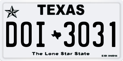 TX license plate DOI3031