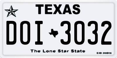 TX license plate DOI3032