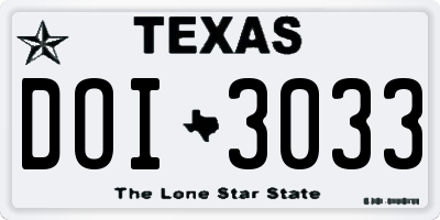 TX license plate DOI3033