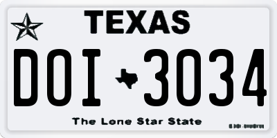 TX license plate DOI3034