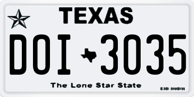 TX license plate DOI3035
