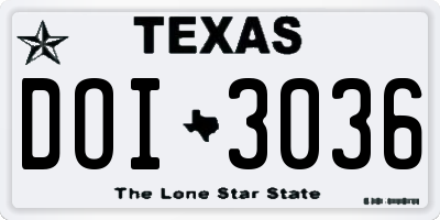 TX license plate DOI3036