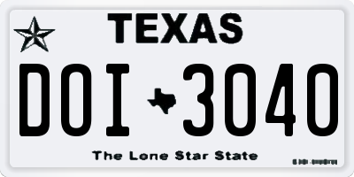 TX license plate DOI3040