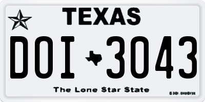 TX license plate DOI3043