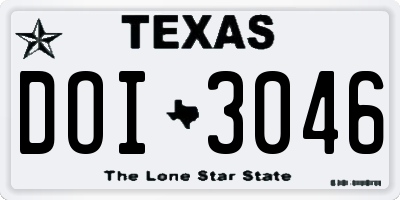 TX license plate DOI3046