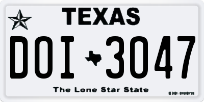 TX license plate DOI3047