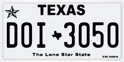 TX license plate DOI3050