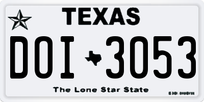 TX license plate DOI3053