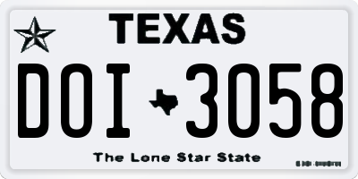 TX license plate DOI3058