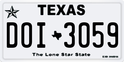 TX license plate DOI3059