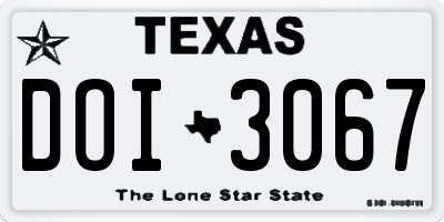 TX license plate DOI3067