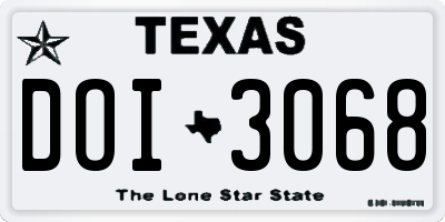 TX license plate DOI3068