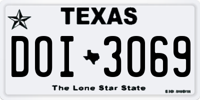 TX license plate DOI3069