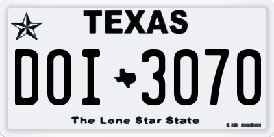 TX license plate DOI3070