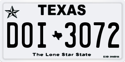 TX license plate DOI3072