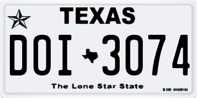 TX license plate DOI3074