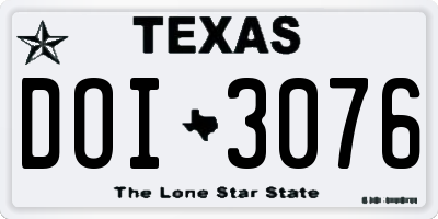 TX license plate DOI3076